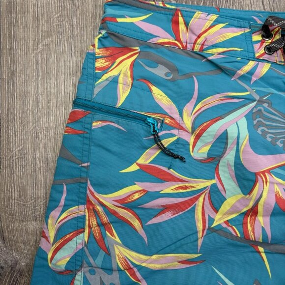 Patagonis Mens Teal Blue Worn Wear-M's Printed Wavefarer Board Shorts Size 32 - Picture 5 of 9